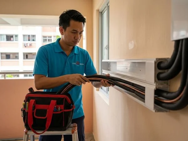 Concealed copper pipe trunking for a multi-split installation